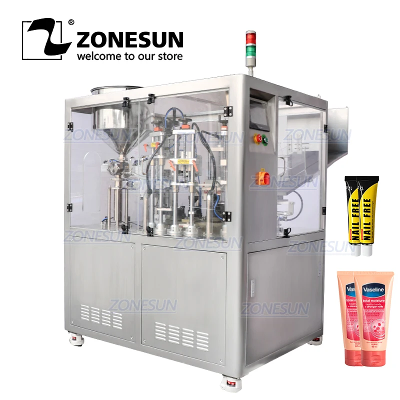 

ZONESUN Custom Full Automatic Toothpaste Hand Cream Body Lotion Soft Tube Filling And Ultrasonic Sealing Welding Machine 2 in 1