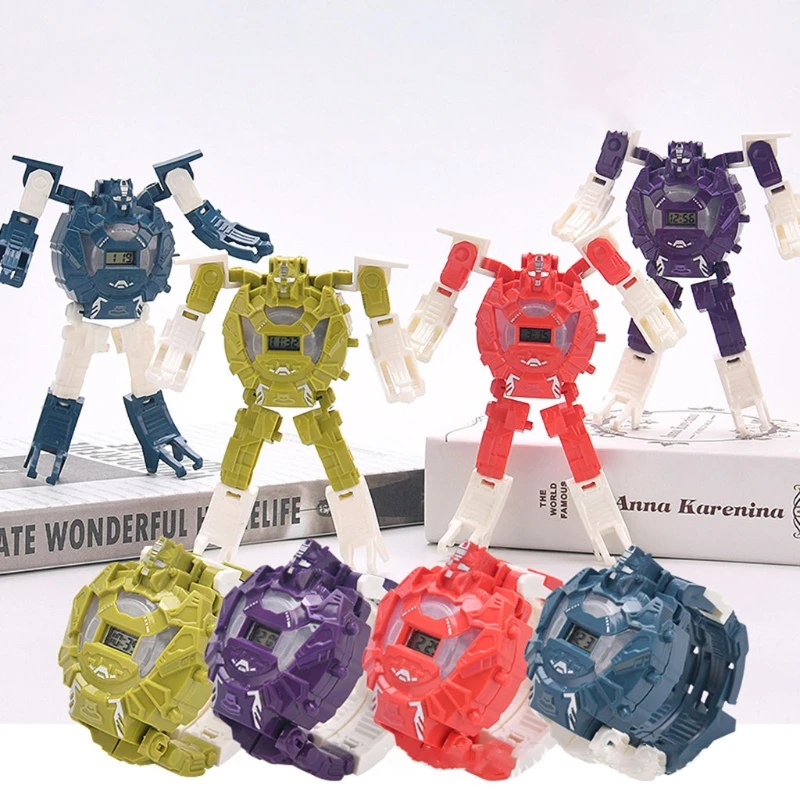 

Kids 2 in 1 Deformation Robot Watch Toys Luminous Electronic Robots for Boy Girl