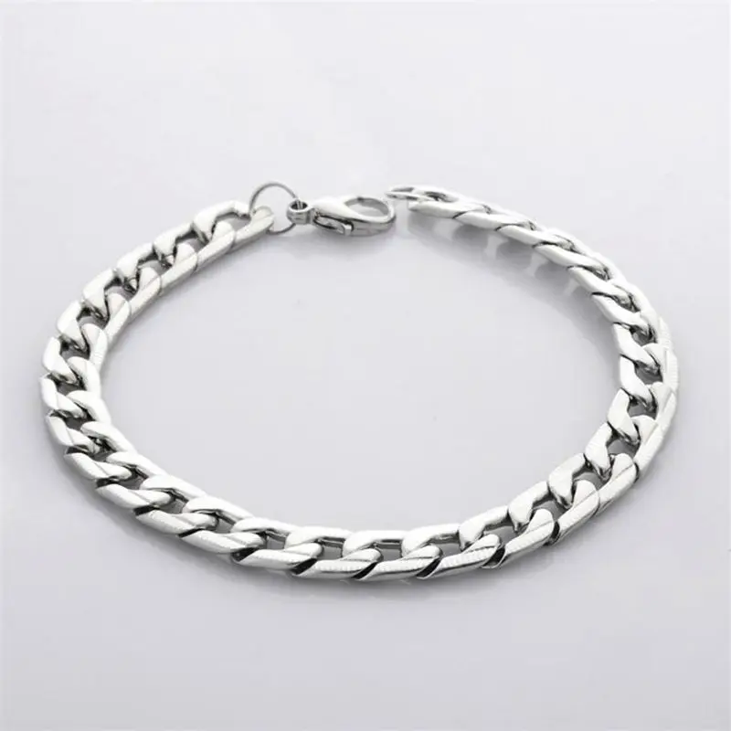 

2021 New Men Stainless Steel Bracelet 9mm Width Curb Chain Link Bracelet Fashion Jewelry