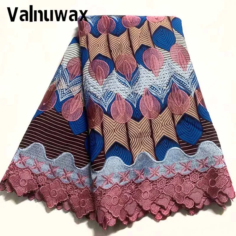 

Newest African Wax Lace Cotton Fabric 6Yards Embroidered Guipure Mesh Lace Sewing Real Wax Prints Fabric For Party Wedding Dress