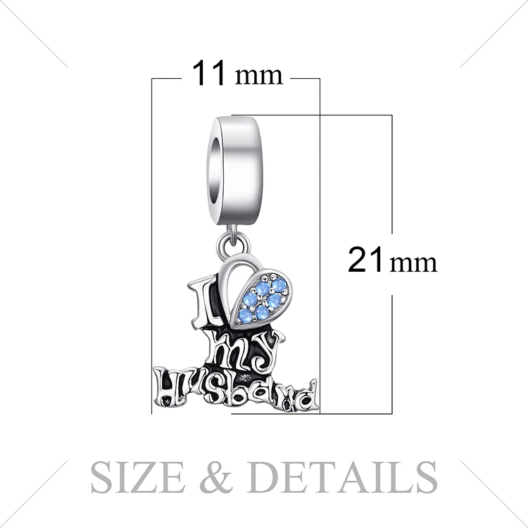 JewelryPalace я люблю своего мужа создан Синий Nano Сердце 925 пробы серебра очарование подходят Браслеты шарик шарма очаровательные модные