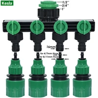 kesla garden watering drip irrigation 4 way tap hose splitter for 47 811mm hose pipe quick connectors for greenhouse flowers