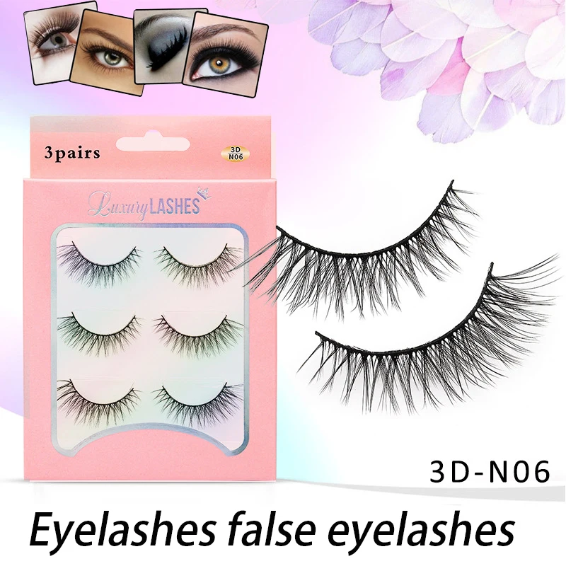 

2021 3 Pairs False Eyelashes Multi-Layer Naturally Upturned Cross Detail Reusable 3D Long Fake Lashes Extension Eye Makeup EY669