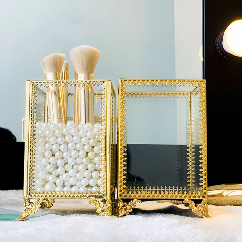 Органайзер для кистей макияжа прозрачный стеклянный карандаш косметических