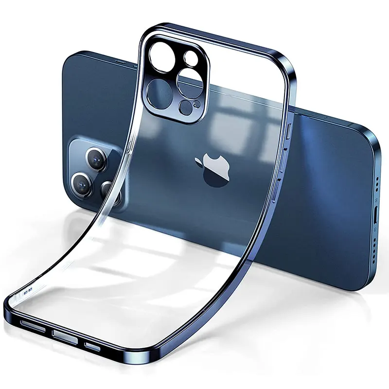

Luxury Plating Transparent Soft Silicone Case for iPhone 13 12 11 Pro Max Mini XR X XS 6 7 8 Plus SE 2020 Shockproof Cases Cover