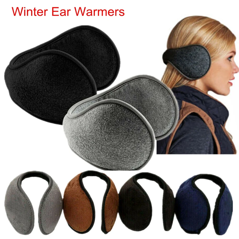 

Ear Warmers for Men Women Foldable Fleece Unisex Winter Warm Earmuffs Outdoor Skiing Biking Black Gray Navy Brown