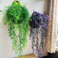 artificial plant vines wall hanging rattan leaves branches outdoor garden home decoration plastic fake silk leaf green plant ivy