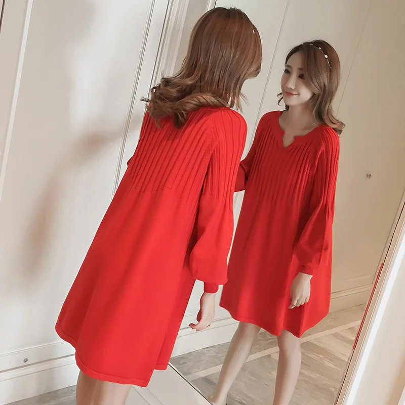 Одежда для беременных Envsoll осень зима 2019 платье свободного кроя большого размера