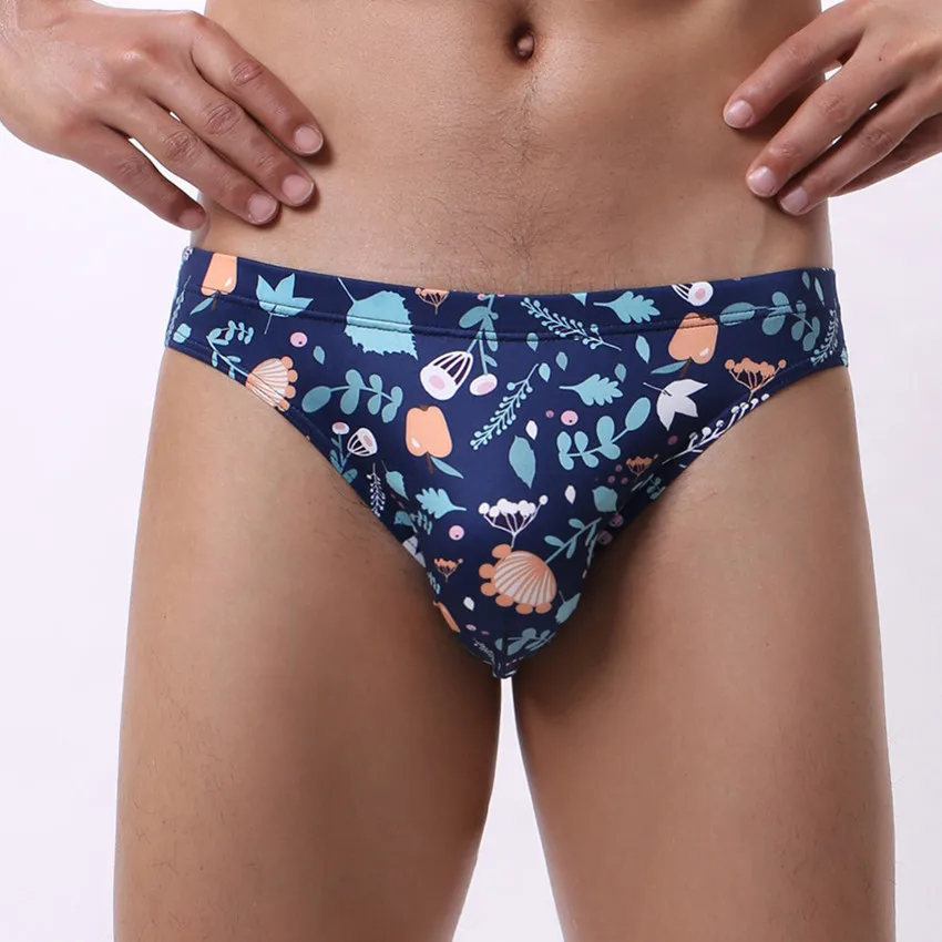 

Sexy Underwear Men Briefs Shorts Printed Milk Silk Panties Man Low Rise U Convex Pouch Underpants Cueca calzoncillo M-XXL