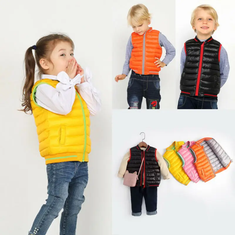 Зимняя теплая куртка для мальчиков и девочек стеганая на молнии спереди пуховая