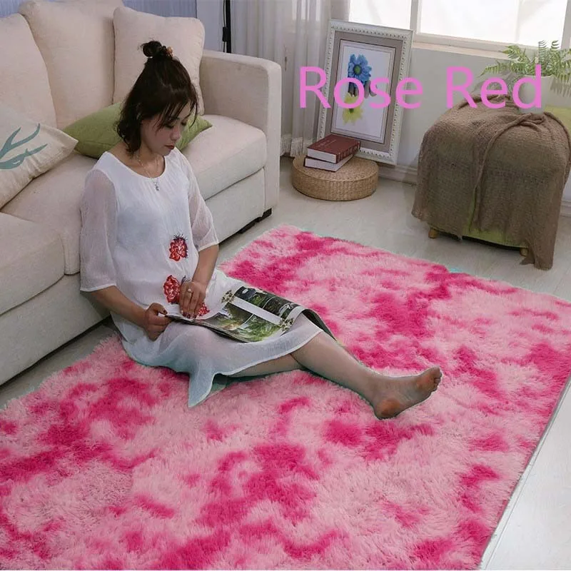 Rose Red Плюшевые ковры для гостиной мягкий пушистый домашний декор лохматый ковер спальня Диванный кофейный столик коврик для гардеробной коврик - Цвет: Rose Red