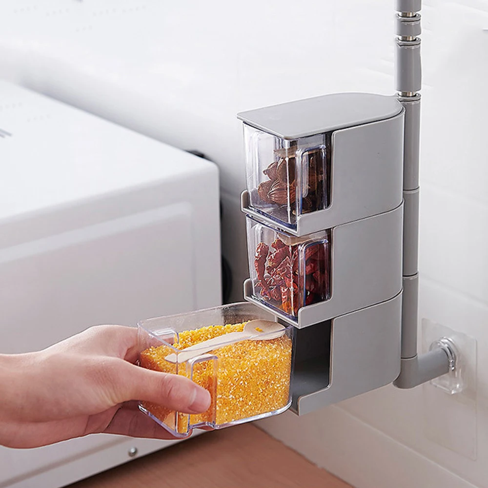 Ящик для приправ кухонный ящик хранения настенный поворотный контейнер на 360 °