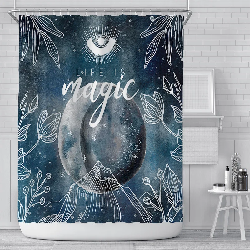 

Simple starry sky constellation universe printing bathroom curtain polyester waterproof home decoration shower curtain with hook
