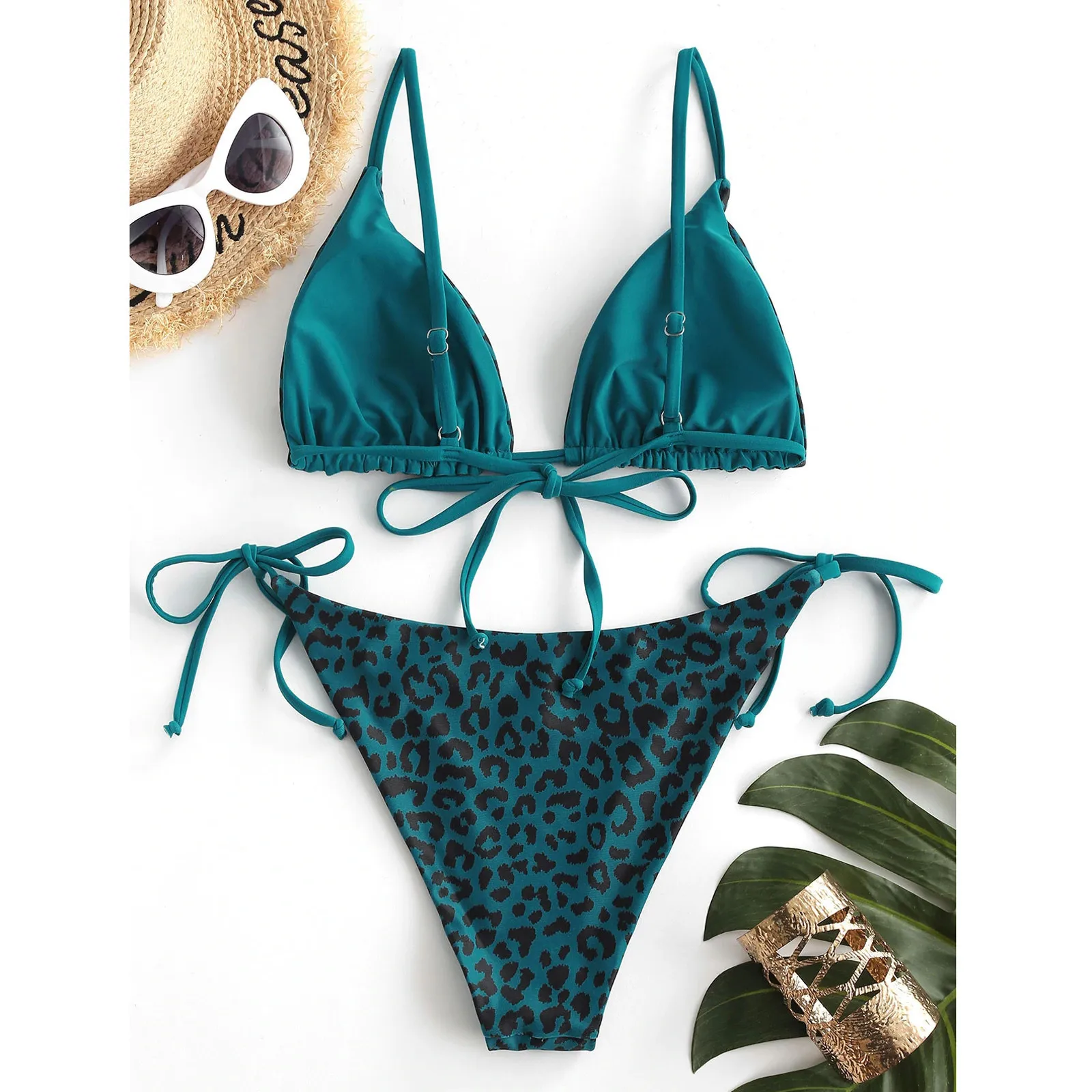 

Female Swimwear 2021 Women Sexy Fashion Snakeskin Print Lace Up High Cut Leg Bikini Set Two Piece Swimsuit Charm Leakage Women