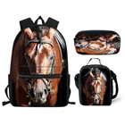 Школьные ранцы для мальчиков и девочек-подростков, ортопедические сумки с 3D принтом лошадей для учеников, Детская сумка-рюкзак, 3 шт.компл.