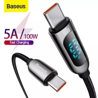 baseus 5a type c cable for huawei xiaomi led display usb c cable type c to type c fast charger for apple book phone accessories