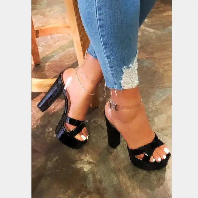 Сандалии на высоком каблуке пляжная обувь повседневные модные шлепанцы ПВХ