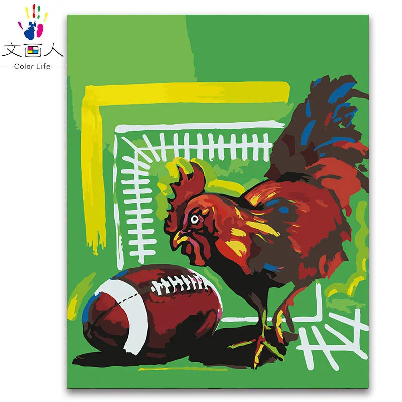 Diy абстрактная курица и регби цифровая картина маслом Раскраска по номерам