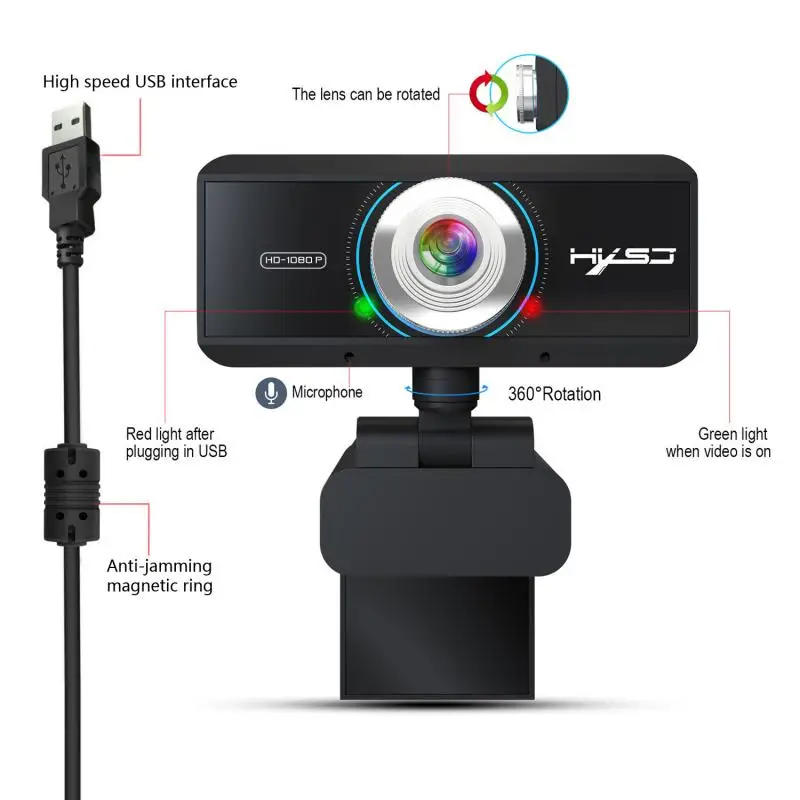 

Webcam 1080P HD Web Camera 2 Megapixel 360 Degrees Computer Web Cam HD Mic For Desktop Pc Notebook Remote Conference USB 3.0