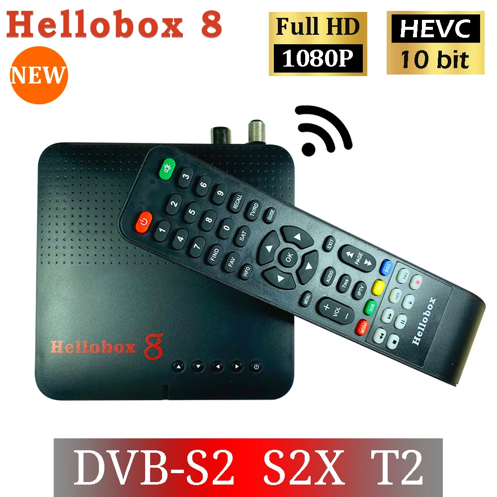 Новинка 2020 года! Hellobox 8 ТВ приставка H.265 приемник DVB T2 S2 Поддержка RJ45 WiFi HEVC PowerVu Biss
