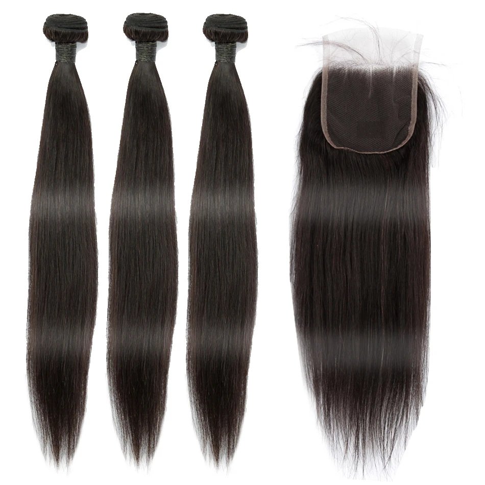Перуанские волосы Remy, прямые, с косами, настоящие человеческие волосы, пряди с закрытием, с детскими волосами, шелковистые волосы для наращивания, Paola Young