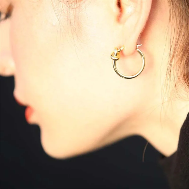 

Fashion ladies metal hoop earrings retro knot round personality earrings accessories unique punk jewelry