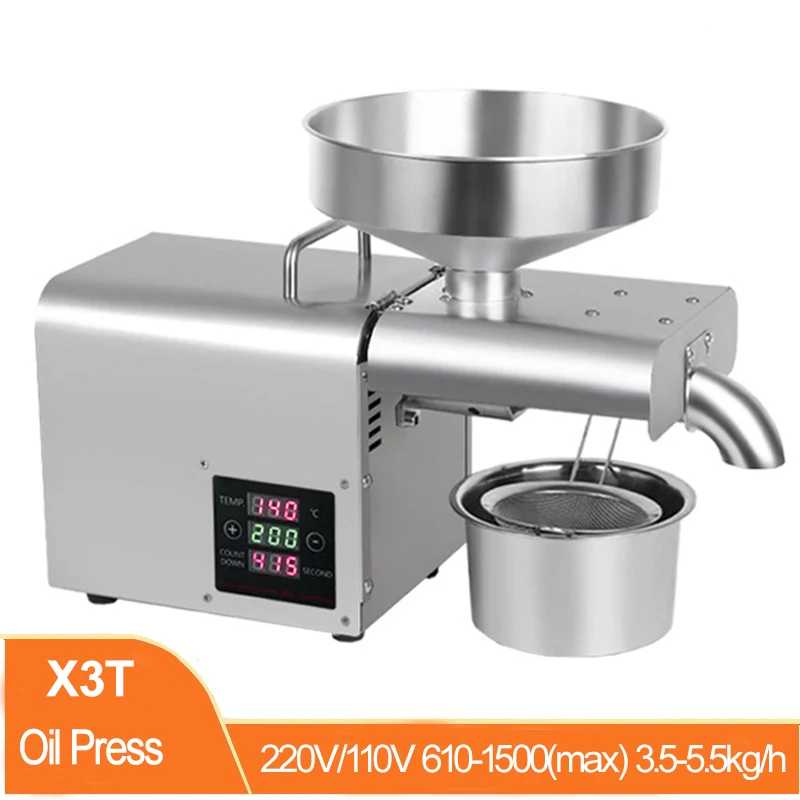 

220V/110V Household Oil Press Stainless Steel Cold Pressed Peanut Coconut Olive Oil Press With Intelligent Temperature Control