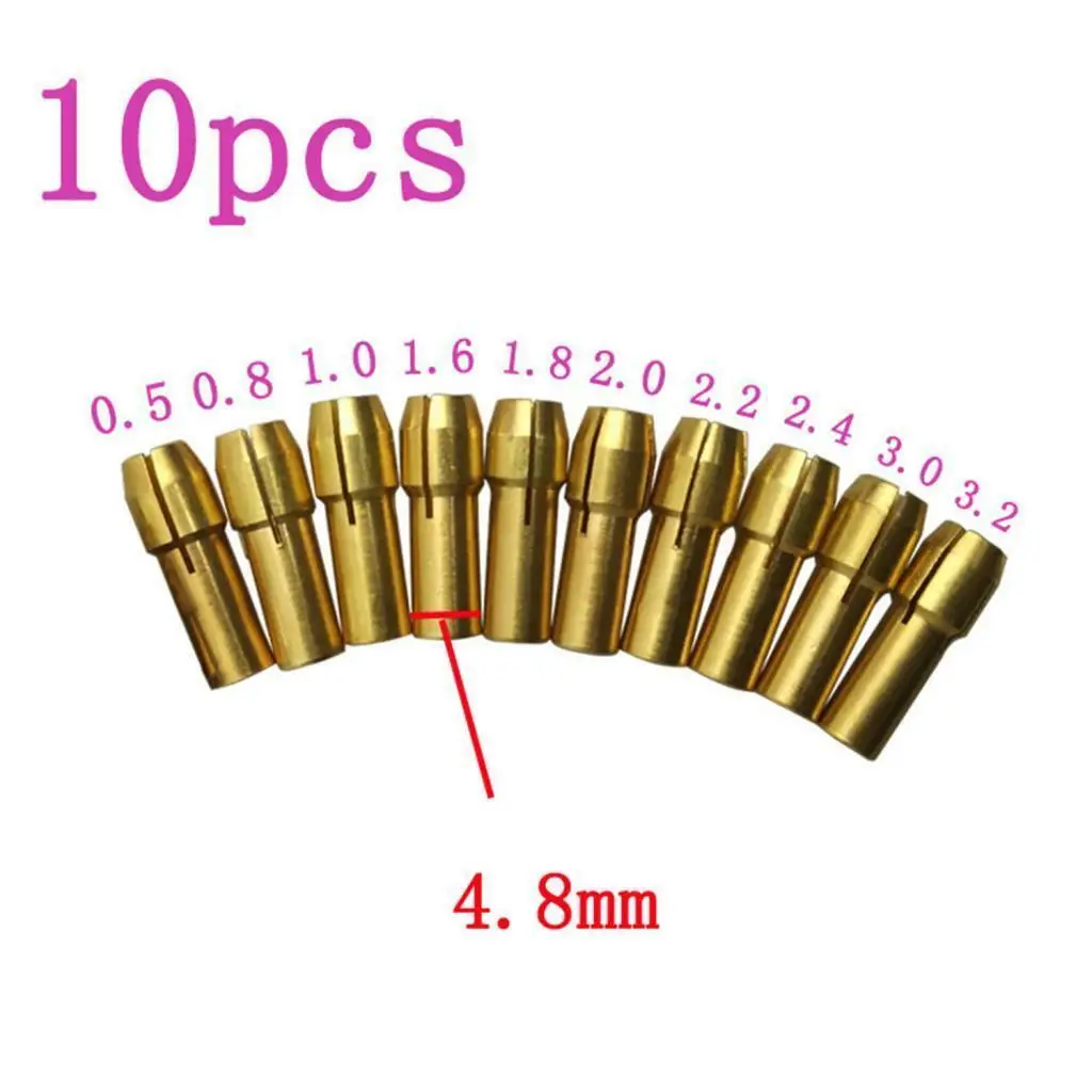 

10Pcs 0.5-3.2mm Micro Hand Drill Kit Chuck Electric Drill Bit Collet Power Tools