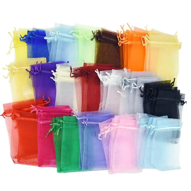 

10pcs/lot Organza Gift Bags 7x9cm 9x12cm Satin Drawstring Organza Pouch Wedding Party Favor Gift Bag Jewelry Watch Bags 5Z