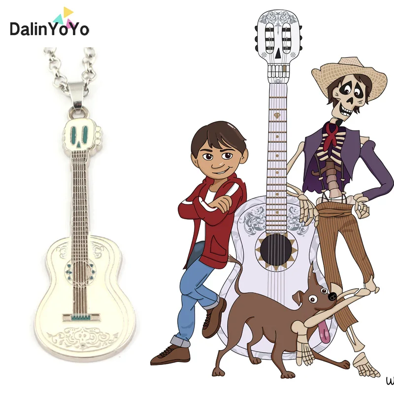 

Movie Coco Pixar Necklace White Guitar Pendant Necklaces Jewelry Women Men Kids Gift Drop Buckle Jewelry