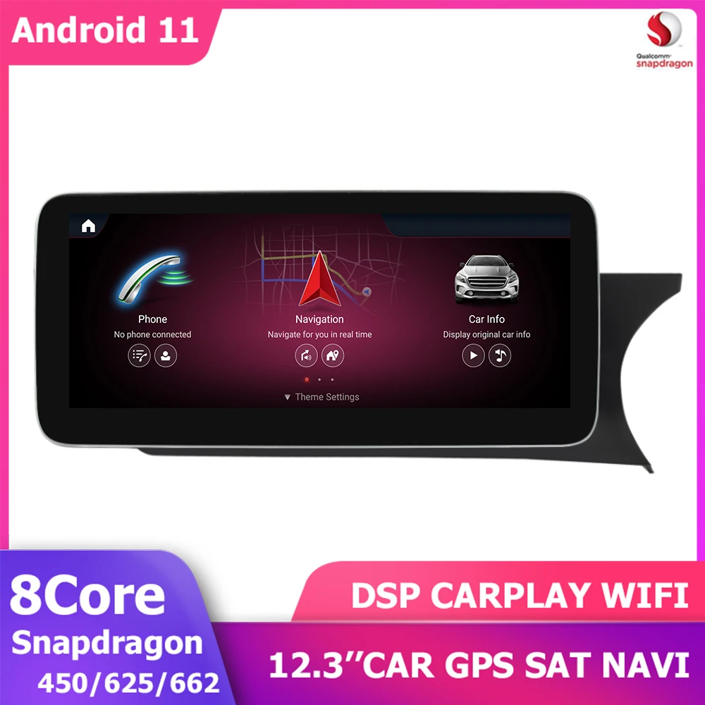 

12,3 'Car Android 11 DSP Carplay GPS плеер для Mercedes Benz C-Class W204 RHD 2011-2014 NTG4.5 Snapdragon 8G + 256G BT WIFI 4G LTE
