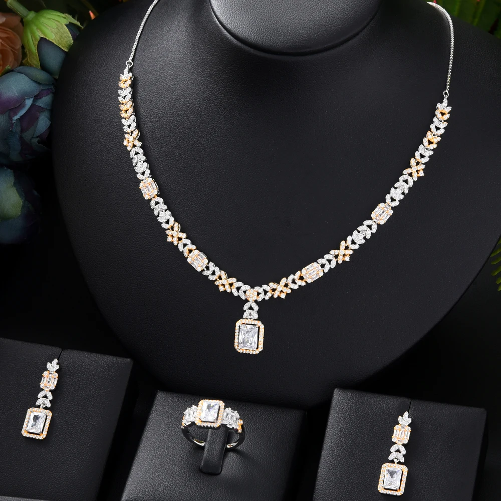 Jimbora роскошное изысканное Элегантное ожерелье серьги браслет кольцо Ювелирные наборы для невесты благородный женский свадебный подарок на...
