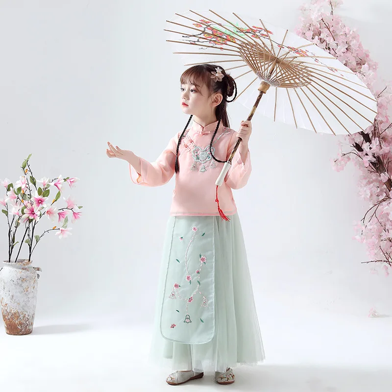 Вечернее длинное платье для девочек 2 шт. костюм принцессы детская одежда с