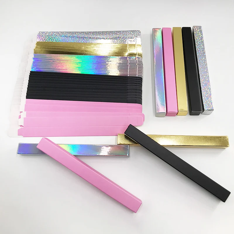 

Empty Soft Paper Box Holographic Pink Black Color Boxes for Eyeliner Pen Lash Glue Eyebrow Pencil