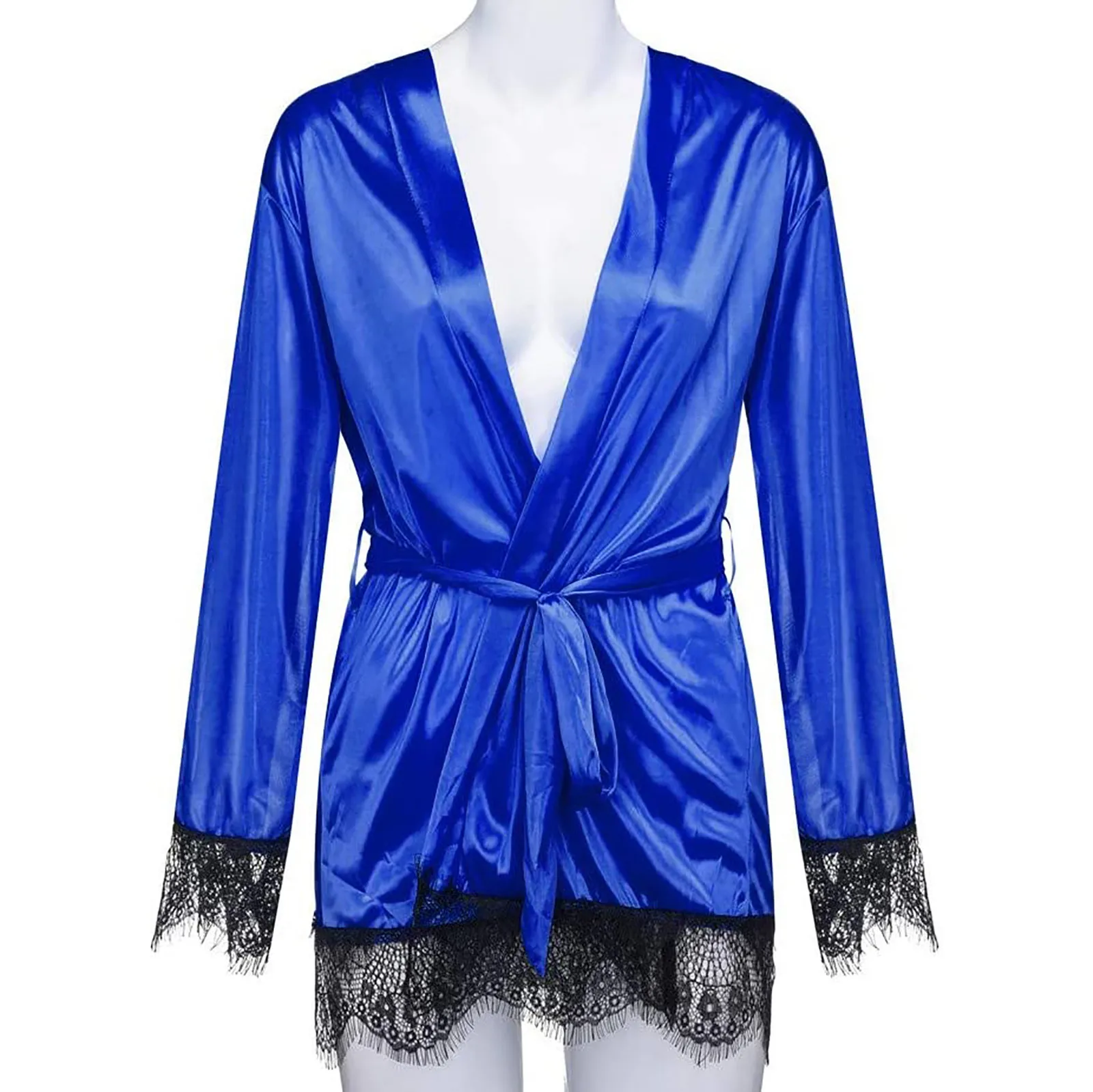 

Satin New Women's Bathrobe Sleepwear Sets Sheer Silk Nightgown Floral Lace Robes Lingerie Female Sexy Bridesmaid Kimono Robes