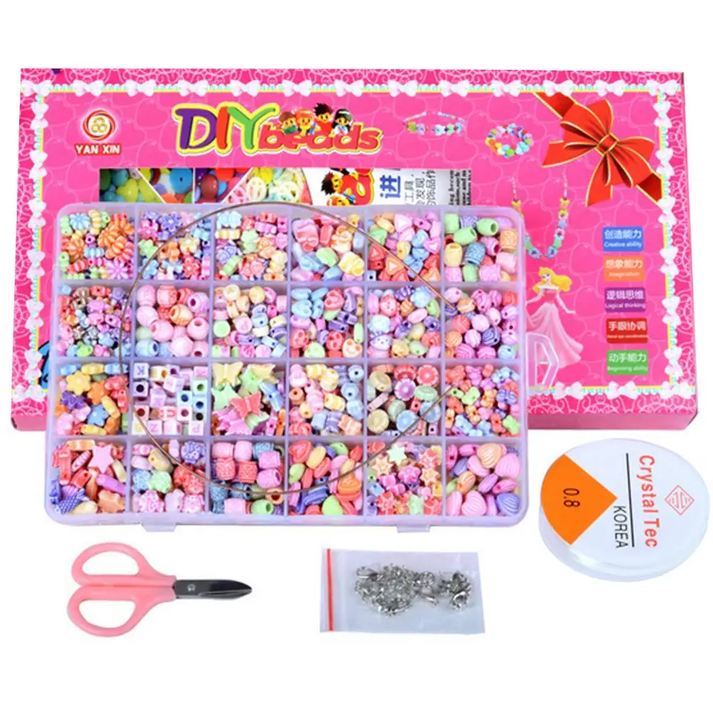 Набор из 1000 разноцветных бусин сделай сам игрушка с ножницами эластичная веревка