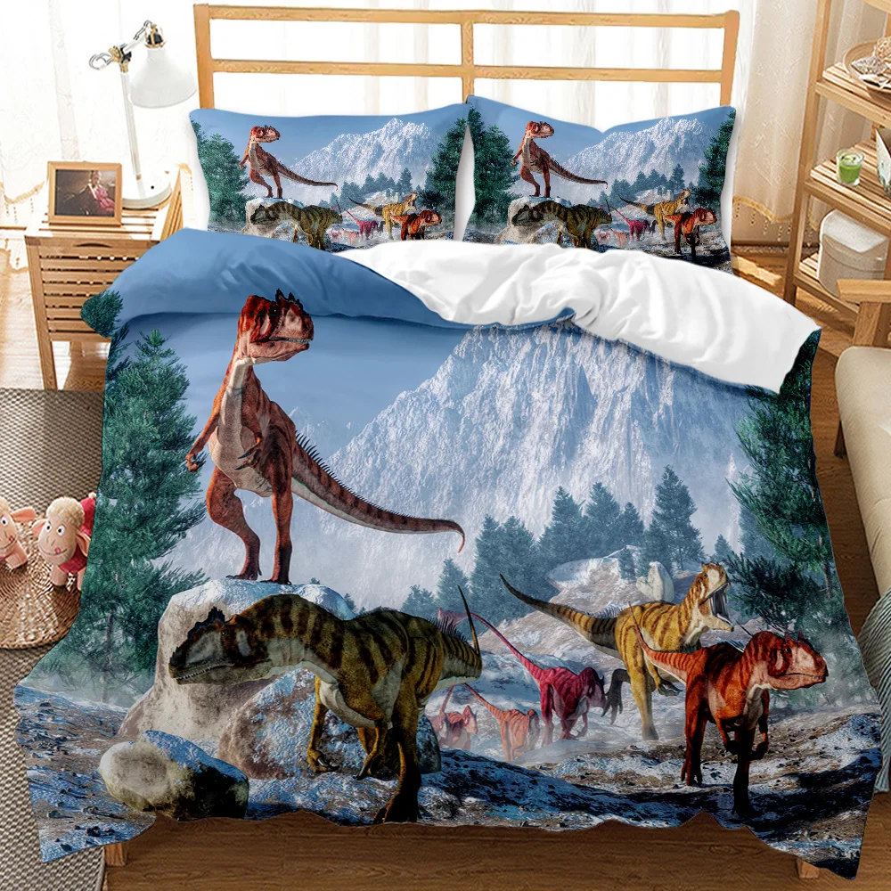 

New 3d Dinosaur Printing Bedding Set Animals Home Textiles 2/3PCS Duvet Cover Microfiber Bedclothes Living Room Decor Bedspread