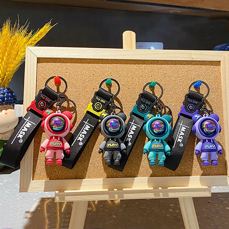 

Creative Drop Glue Cool Lightning Bear Keychain Female Car Bag Pendant Toy Model Gift Anime Mask for Face