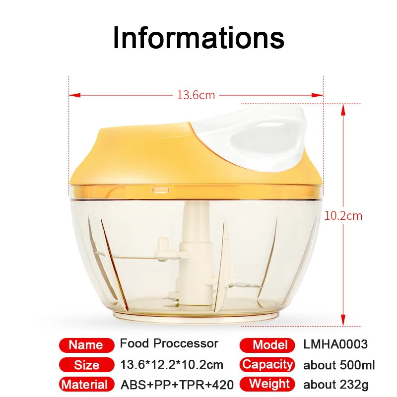 Hot Hand-Powered Whirlwind Food Chopper Rapid Vegetable Cutter Fruit Shredder Manual Carrot Potato Meat Grinder Kitchen Tool | Дом и сад