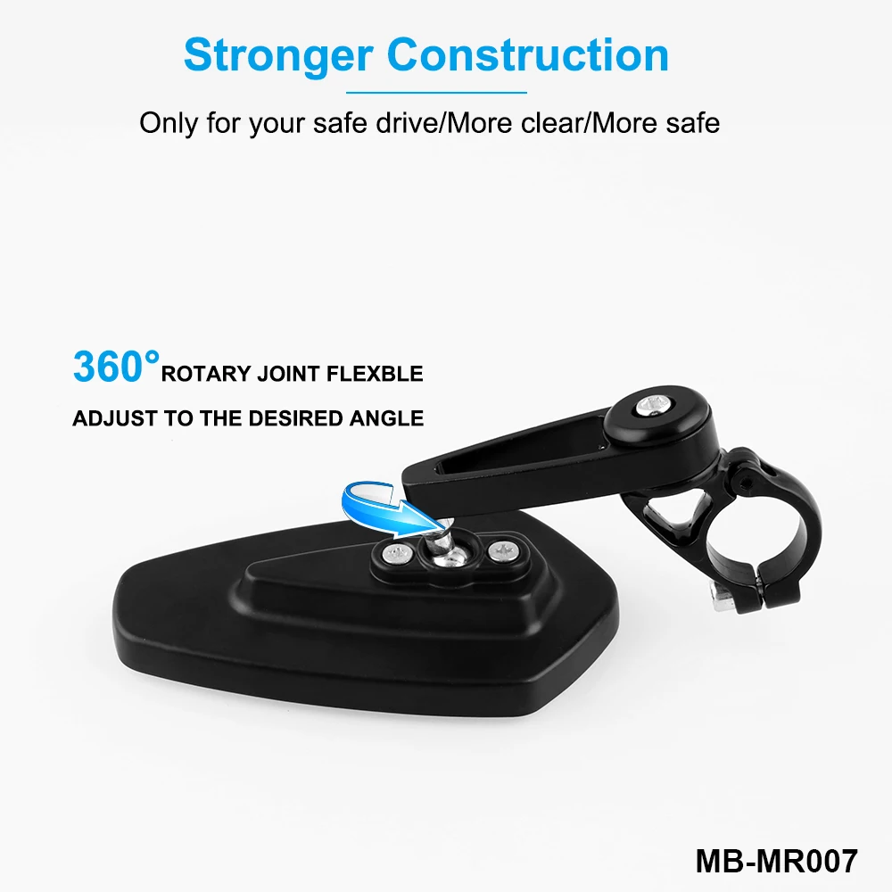 Зеркало заднего вида мотоциклетное черное 7/8 дюйма 22 мм 1 пара|Боковые зеркала и