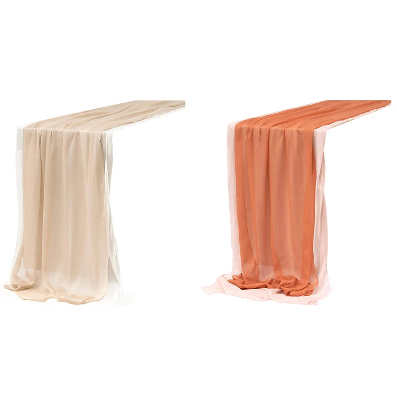 

Silky Crinkle Chiffon Table Runner (Set of 2) for Sweetheart Table Wedding Party Bridal Shower Decoration