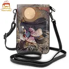 Женская кожаная сумка через плечо, с принтом