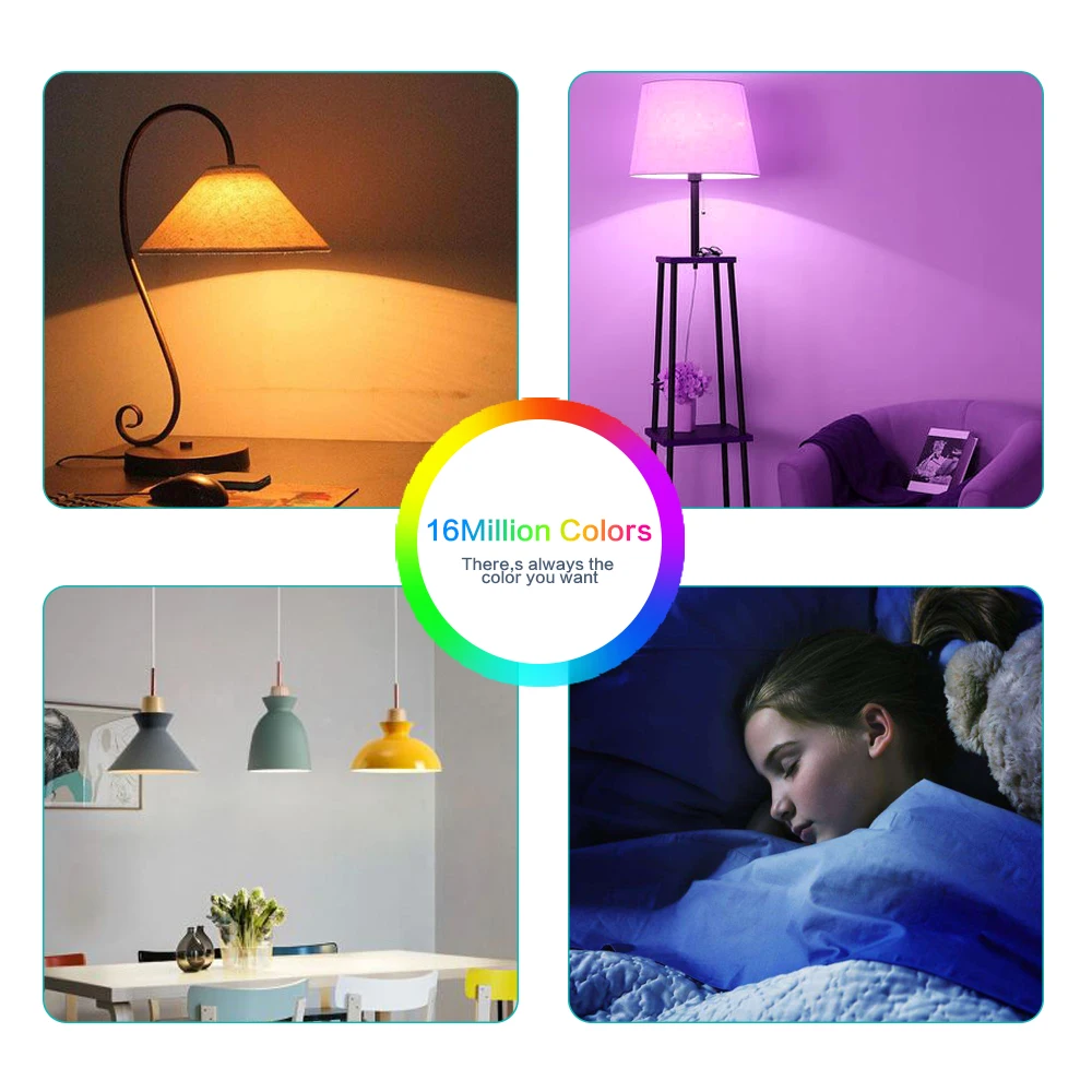 

4 Pack WiFi Lamp Smart Light Bulb B22 E27 LED RGB Lamp Smart Home Work with Alexa/Google RGB+C+W Dimmable Bombilla Inteligente