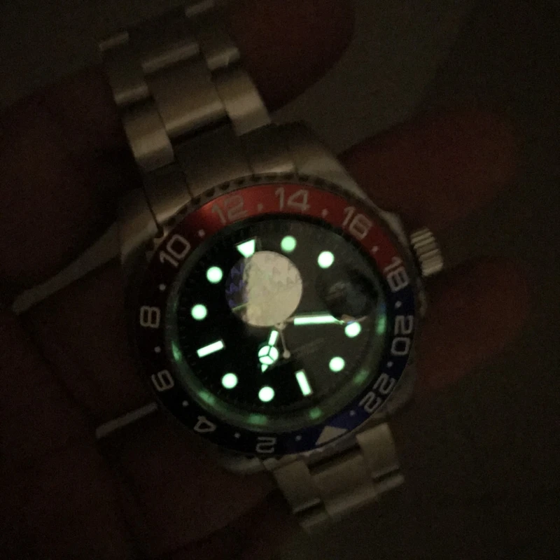 

Waterproof luminous sapphire Red&Blue ceramic bezel GMT luxury automatic men's watch top brand mechanical Rolexable GMT-