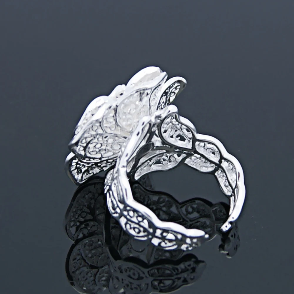 Женское серебряное кольцо с пионами в китайском стиле 925 пробы | Украшения и