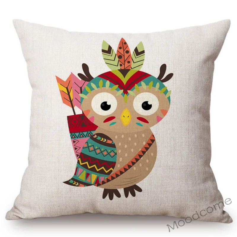Cute Forest Animals Owl Raccoon Fox Bear Baby Cartoon Art Sofa Throw Pillow Case Lovely Woodland Animal Children Cushion Cover