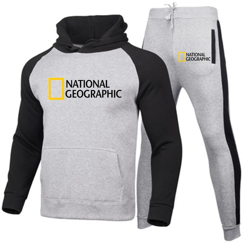 Костюм спортивный мужской с капюшоном в стиле пэчворк | Мужская одежда