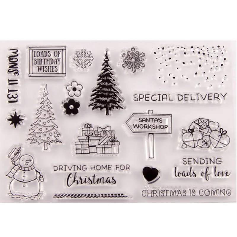 Рождественский прозрачный штамп для поздравительных открыток Скрапбукинг |