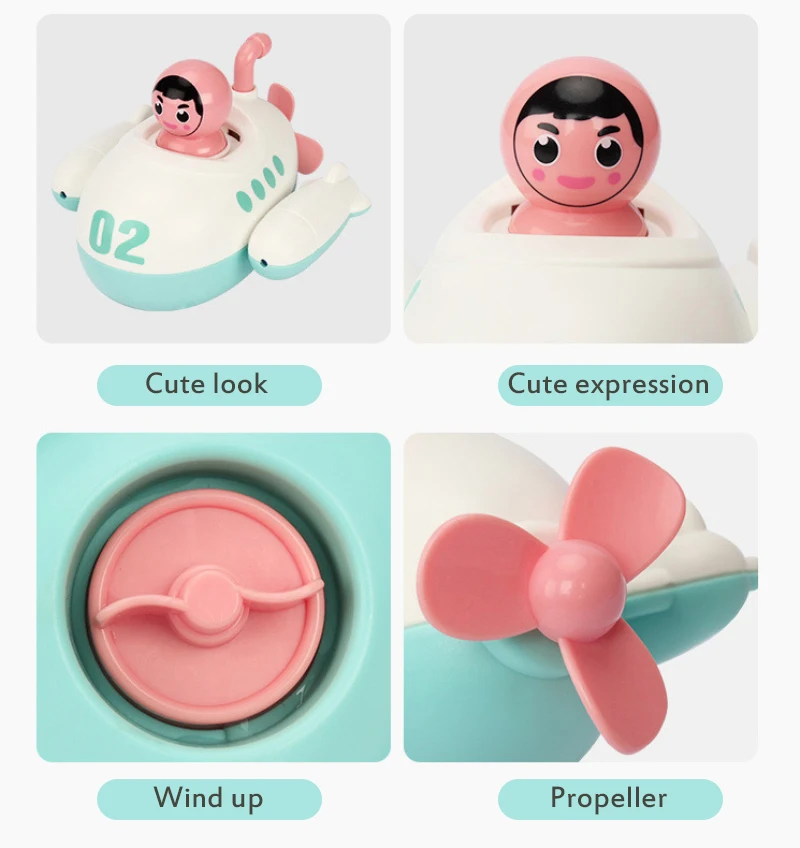 Детская заводная игрушка для ванной плавающая подводная лодка с цепочкой