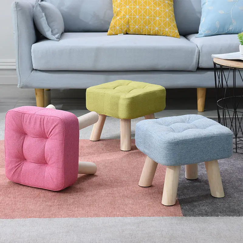 

Solid Wood Small Stool Fashion Household Adult Living Room Sofa Stool Low Stool Creative Fabric Small Bench Small Chair